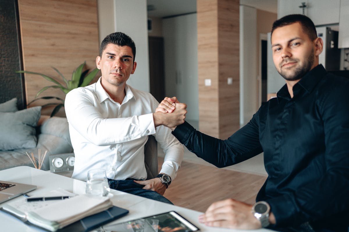 A Two Businessman Doing Handshake
