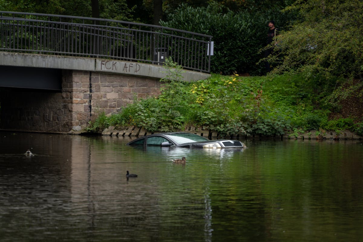 Car Submerged in the River